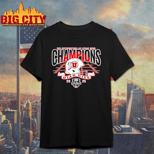 Utah Utes 2025 Las Vegas Bowl Champions Helmet Runway Shirt