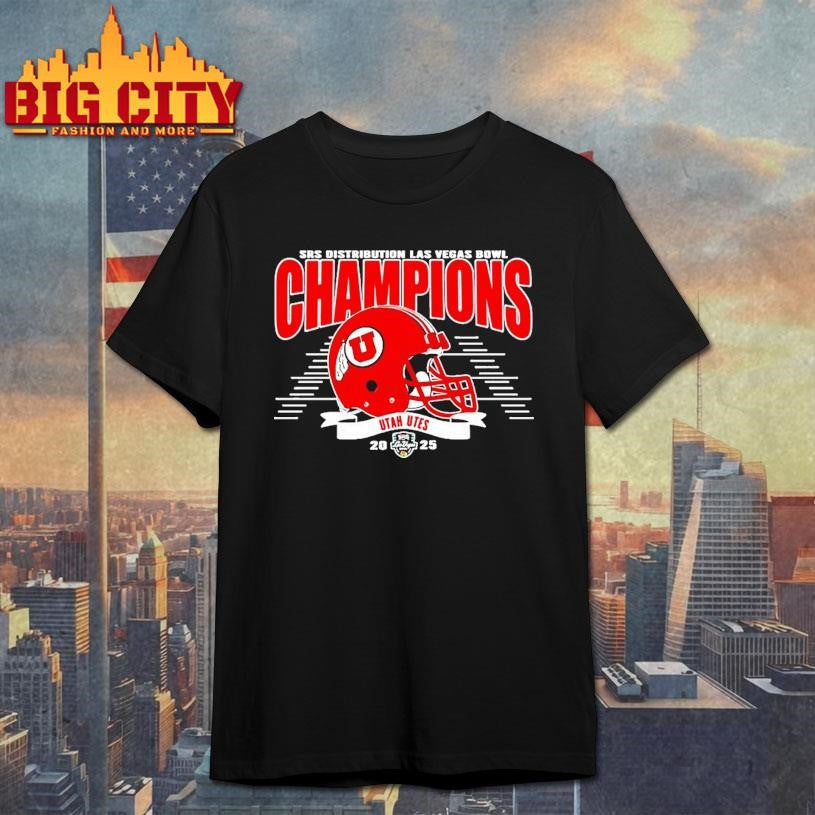 Utah Utes Football To Champions 2025 Srs Distribution Las Vegas Bowl Helmet Shirt