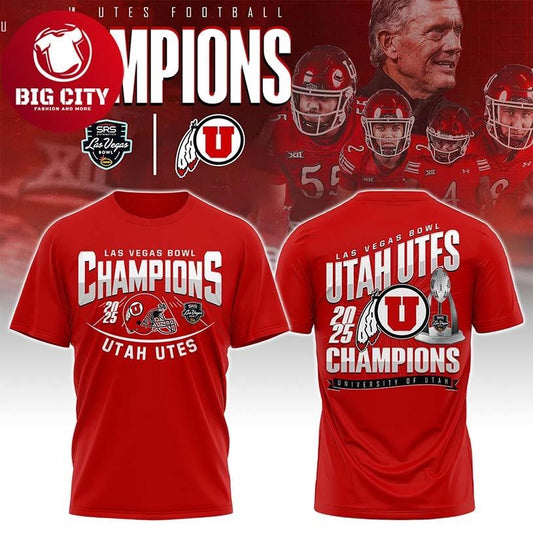 Utah Utes Las Vegas Bowl Champions Two Sided Shirt