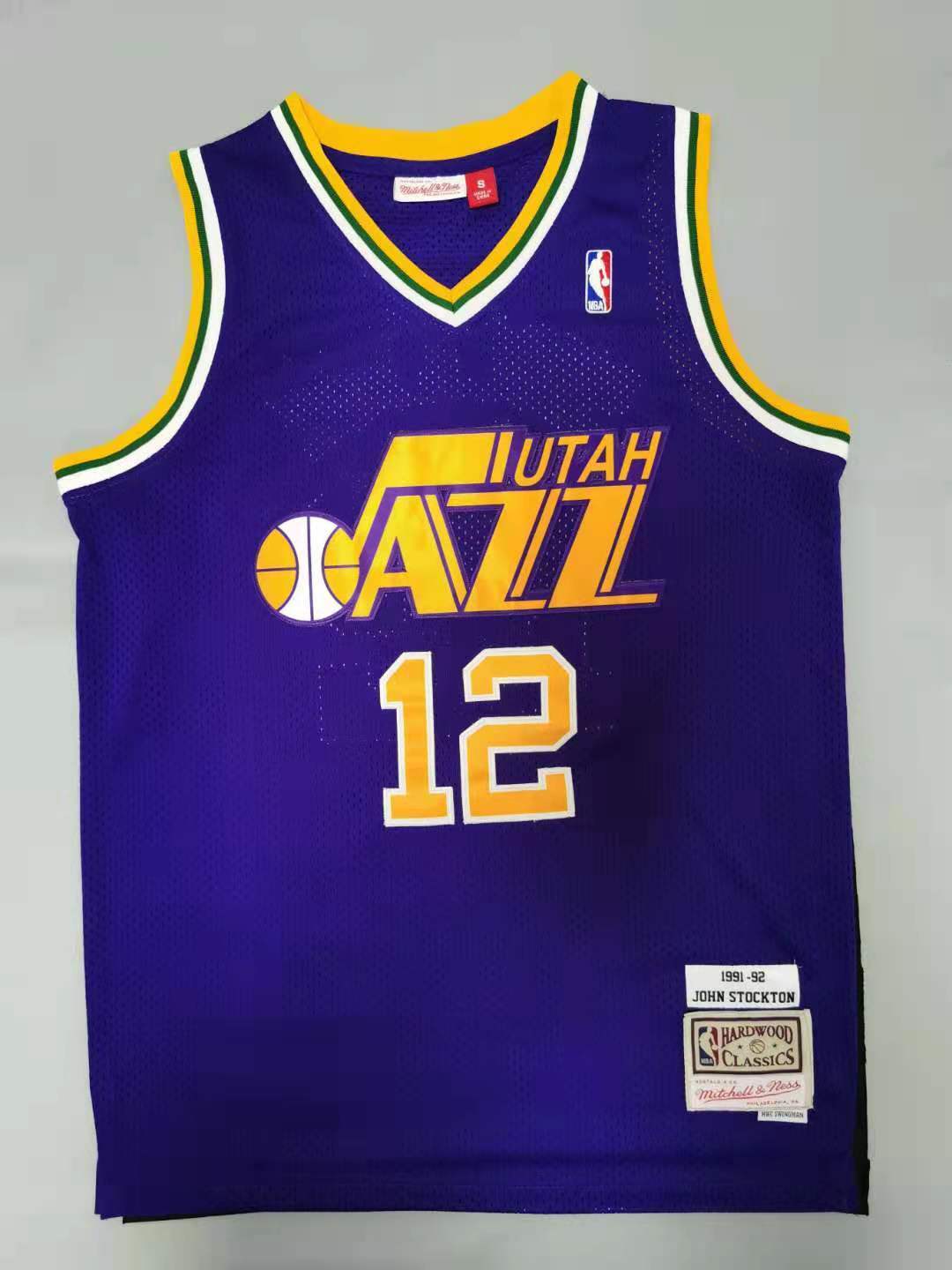 Utah Jazz #12 John Stockton Jazz 12# Retro - Purple Style 2
