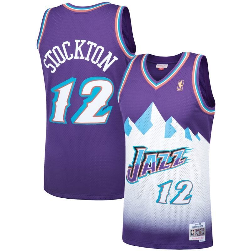 Utah Jazz #12 John Stockton Jazz Team 12 # Stockton m&n Retro Purple Jersey