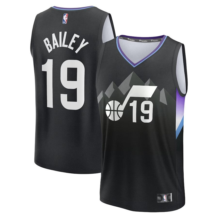 Utah Jazz #19 Ace Bailey 2025 NBA Draft First Round Pick Fast Break Replica Jersey - Statement Edition - Black