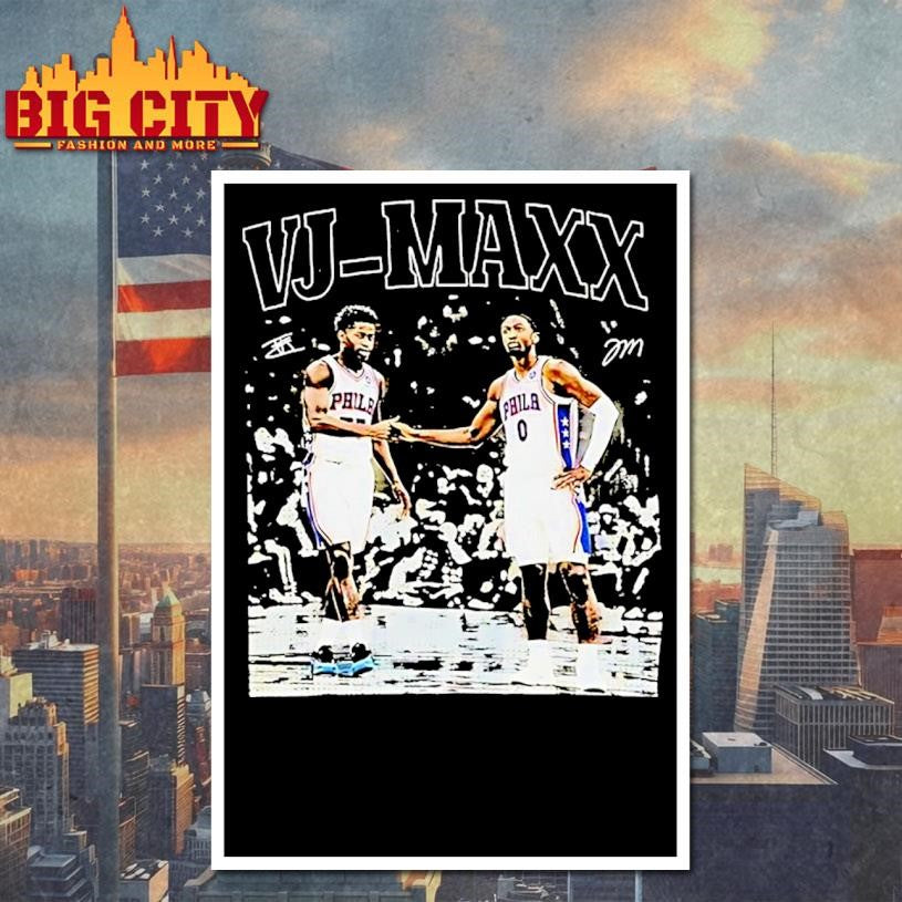 V J Edgecombe And Tyrese Maxey Vj Maxx Philadelphia 76ers Signatures Shirt