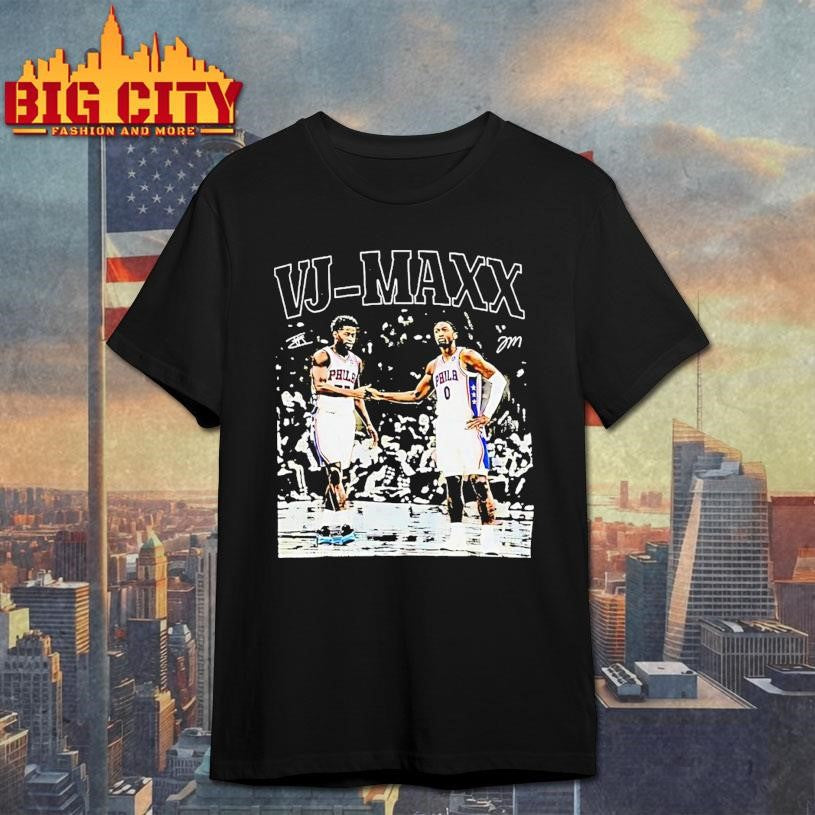 V J Edgecombe And Tyrese Maxey Vj Maxx Philadelphia 76ers Signatures Shirt