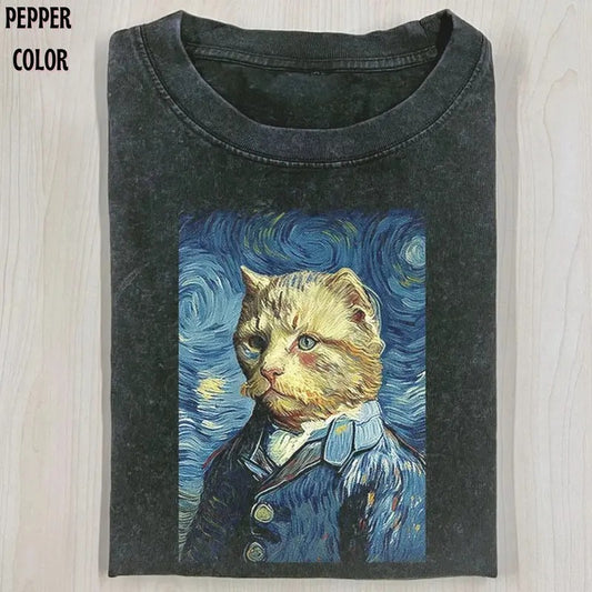 VAN GOGH'S CAT Vintage Graphic T-shirt, Funny Graphic Tee, Cat Lover, Cute Cat Gift For Mon Hoodie, Sweatshirt