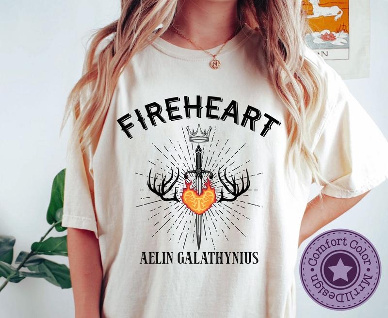 VFireheart Shirt, House Galathynius Tee, Throne of Glass Merch, SJM Fan Gift, Romantasy Reader Tee, Booktok Trendy...