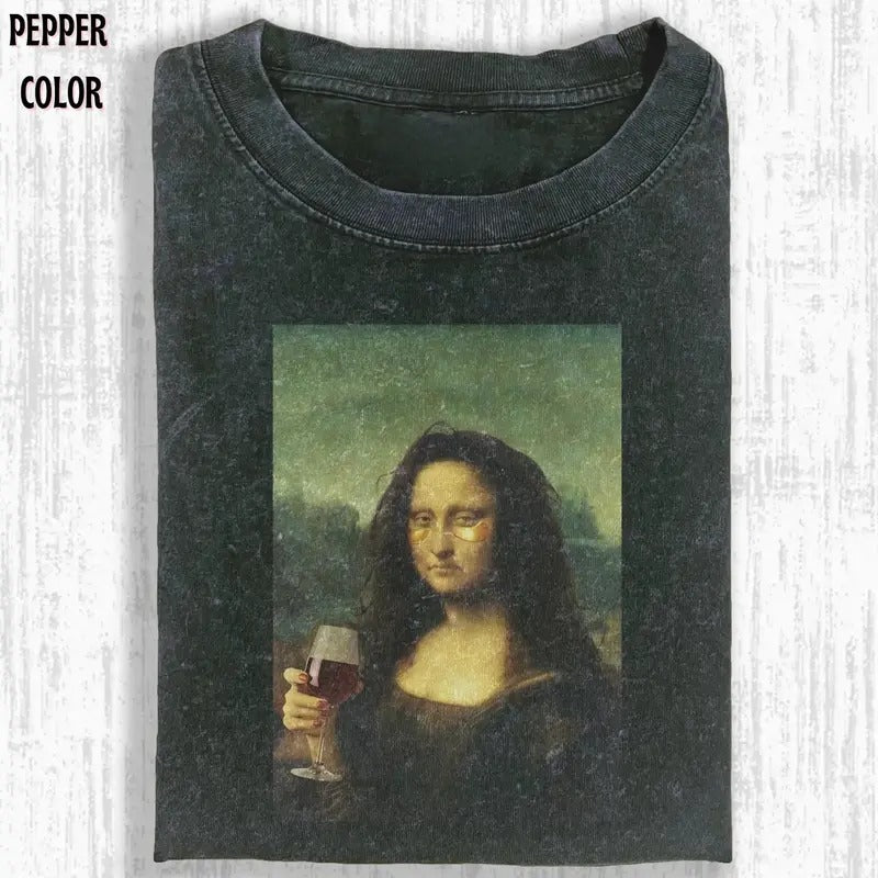 VINTAGE Mona Lisa After The Party Shirt, Funny Graphic Tees, Vintage Men's Top