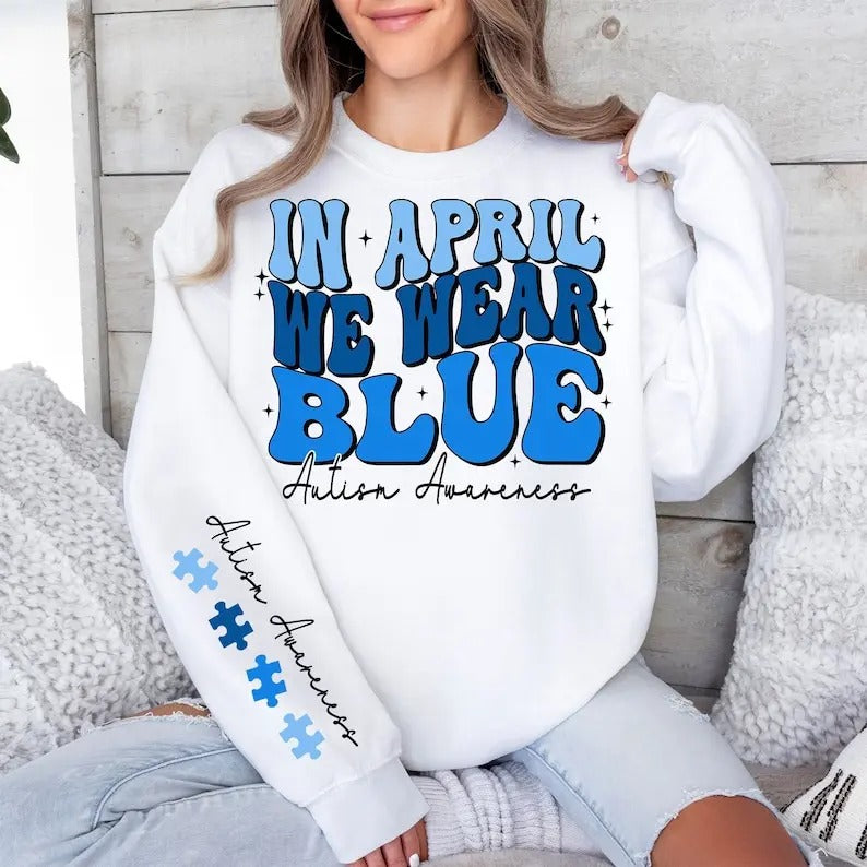 VXCHailey Riter In April We Wear Blue Premium Sweatshirt T-Shirts, Hoodie | WearSparks.com