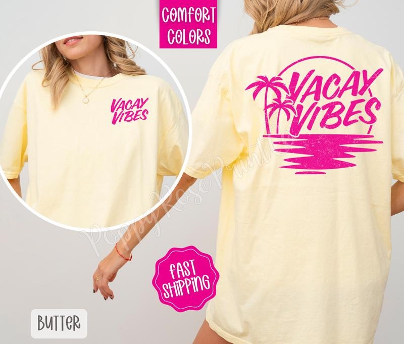 Vacay Vibes Shirt Comfort Colors, Cute Vacation Women's Tee, Trendy Summer Tshirt, Gift for Her Hoodie, Sweatshirt