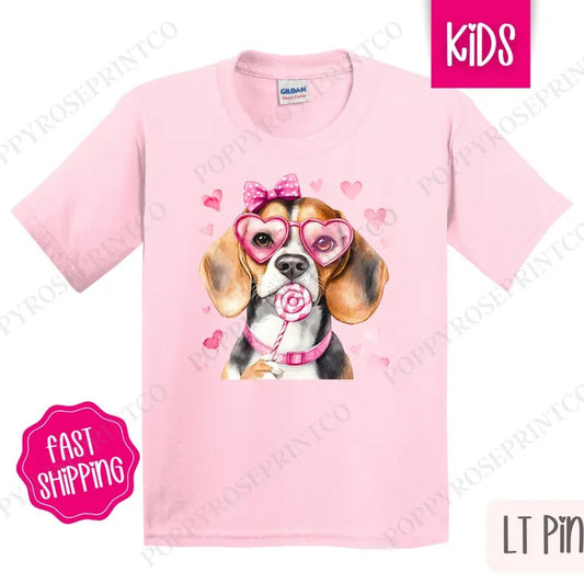 Valentine Beagle Kids Shirt - Valentine's Day Children's Tshirt - Cute Youth Tee Gildan Hoodie, Sweatshirt | WearSparks.com