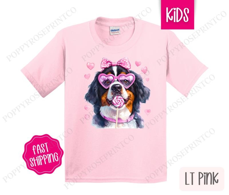Valentine Bernese Mountain Dog Kids Shirt - Valentine's Day Children's Tshirt