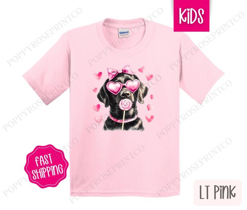 Valentine Black Lab Kids Shirt - Valentine's Day Children's Tshirt