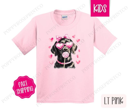 Valentine Black Lab Kids Shirt - Valentine's Day Children's Tshirt