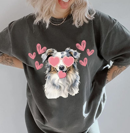 Valentine Blue Merle Aussie Shirt ~ Unisex Apparel Relaxed Fit Printed In The USA Clothing Womenswear Casual Comfort...