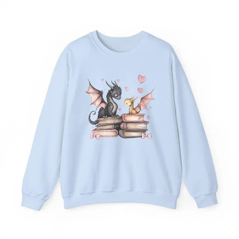 Valentine Bookish Dragon Sweatshirt, Valentine Gift for Book Lover, Fantasy Bookworm Hoodie, Book Dragon Shirt, Reading...