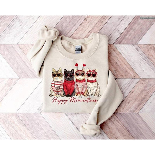 Valentine Cat Heart Love Tee Shirt Sweater Hoodie, Trendy Cupid Valentines Cat Lover Shirt Gifts, Cat Mom Tshirts ,...