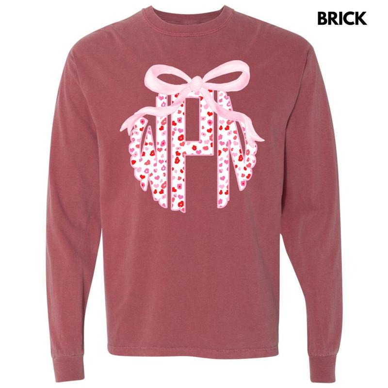 Valentine Cheetah Monogram Long Sleeve Comfort Colors T-Shirt 'NLB' Hoodie, Sweatshirt | WearSparks.com