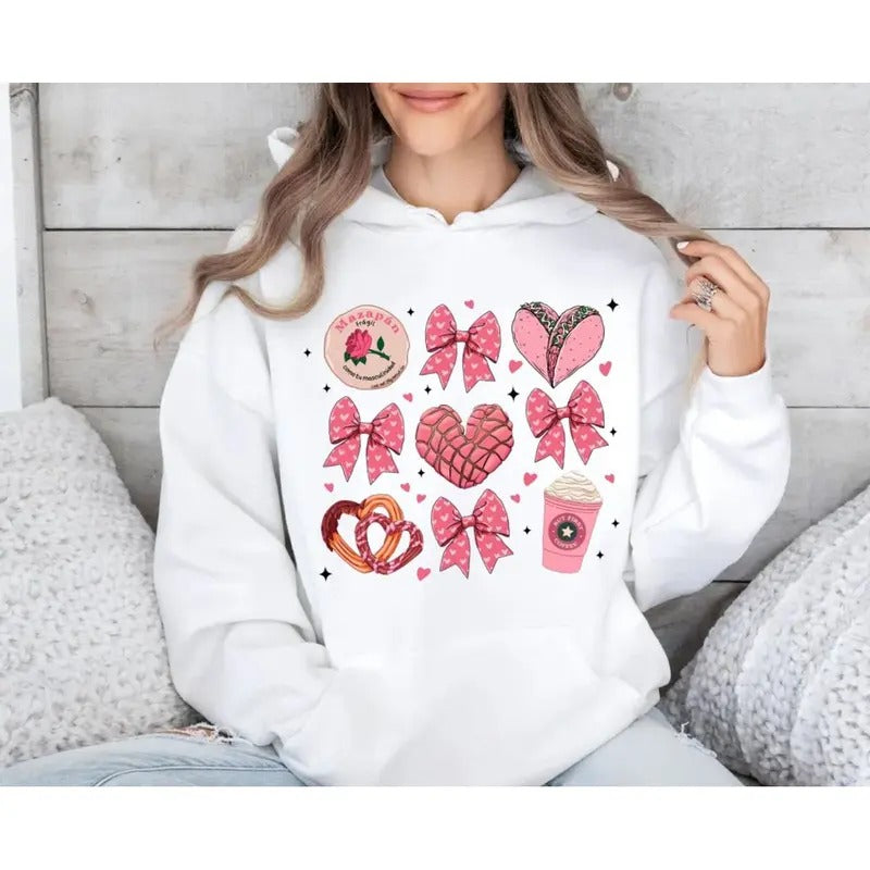 Valentine Concha Pan Dulce Sweatshirt, Funny Mexican Bread Lover Shirt, Valentine Xoxo Hoodie, Valentine Coquette,...