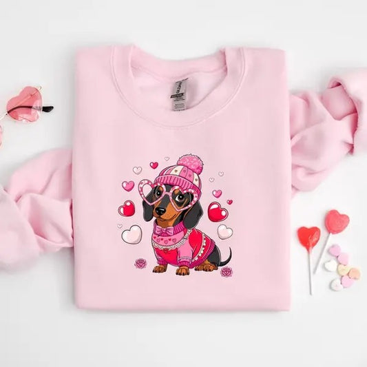 Valentine Dachshund Dog Shirt, Valentine's Day Dog Mom Shirt, Dachshund Valentines Day Sweatshirt Hoodie | WearSparks.com