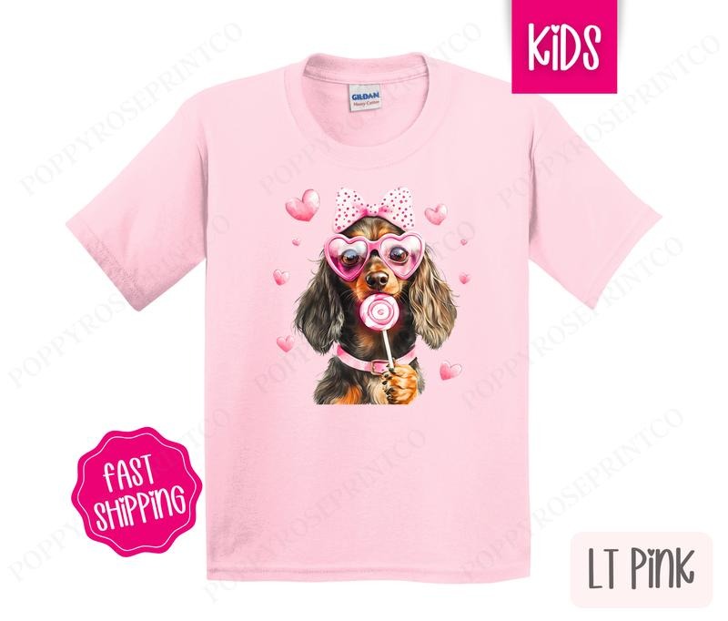 Valentine Dachshund Kids Shirt - Valentine's Day Children's Tshirt