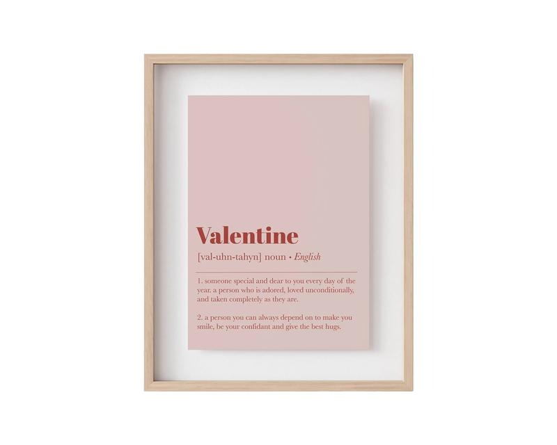 Valentine Definition Print, Valentines Day Decor, Valentines Day Print, Pink Wall Art, Valentines Day Wall Art, Poster...