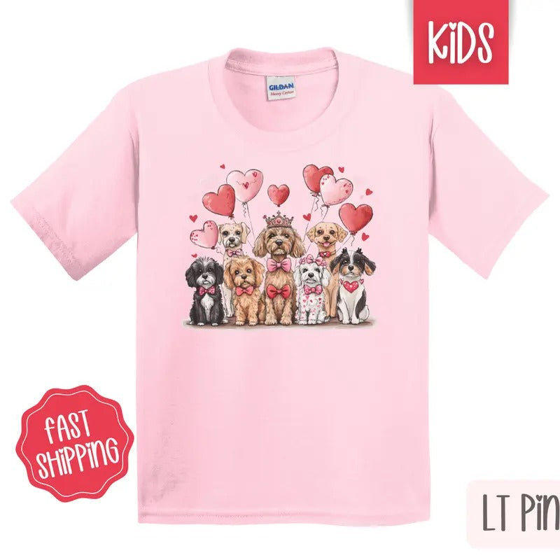 Valentine Dogs Shirt Gildan, Valentine's Day Women's Tee, Cute Women's Tshirt Plus Sizes Hoodie, Sweatshirt | WearSparks.com