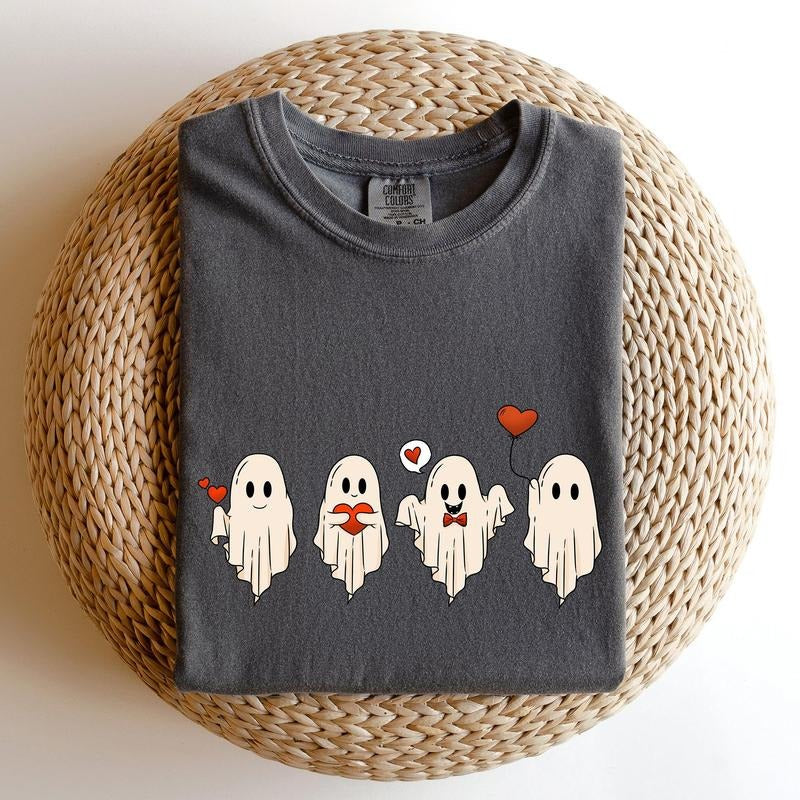 Valentine Ghosts, Love, Comfort Colors Tshirt, Valentine's Day, Valentine's Day Comfort Colors Tshirt, Women's Graphic...