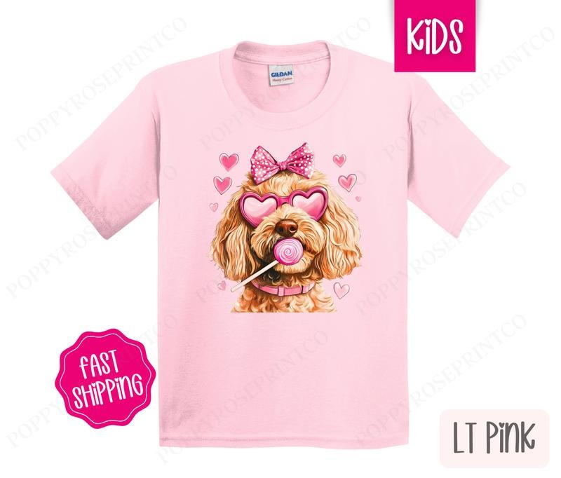 Valentine Golden Doodle Kids Shirt - Valentine's Day Children's Tshirt