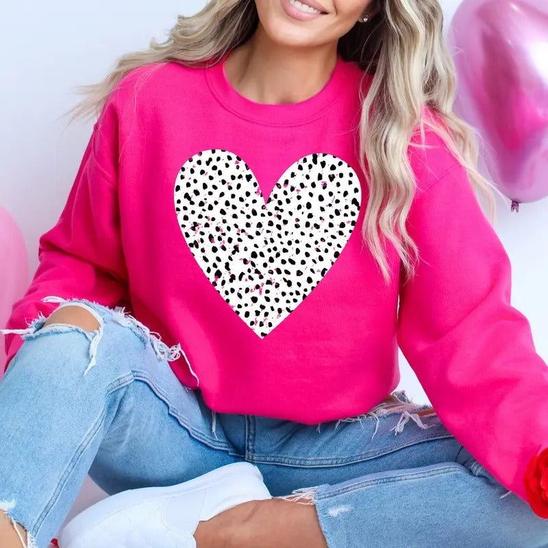 Valentine Heart Distressed Sweatshirt, Heart Sweatshirt, Valentines Day Shirt, Pink Heart Sweatshirt, Valentines...