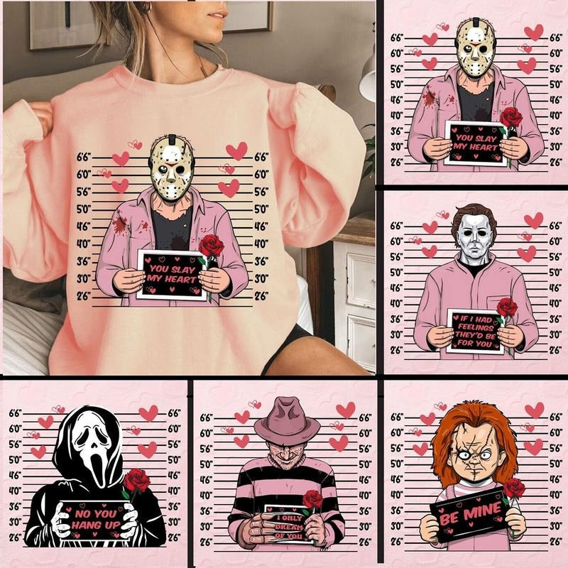Valentine Horror Characters Sweatshirt, Hoodie, T-shirt, Valentine's Day Gifts | WearSparks.com