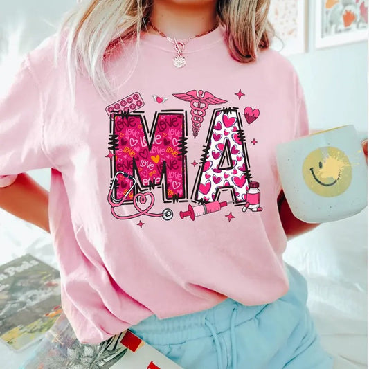 Valentine MA T-shirt, Medical Assistant Shirt, Cute MA Nurse Tee, Valentine Gift for MA Hoodie, Sweatshirt | WearSparks.com