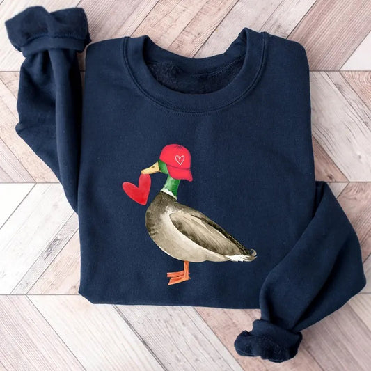 Valentine Mallard Duck Sweatshirt, Hunting Valentine's Day Shirt, Valentine's Day Shirt, Valentines Day Gift, Cute...