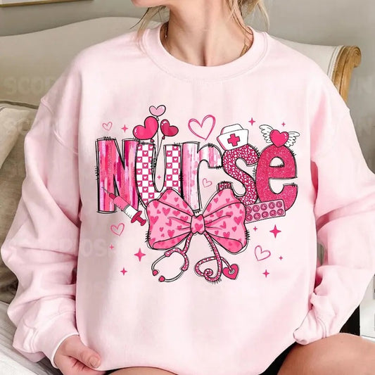 Valentine Nurse Bow, Valentines Day Shirt, Valentine Coquette Bow Sweatshirt, Cupids Favorite Nurse Shirt, Nurse...