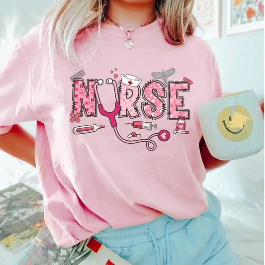 Valentine Nurse T-shirt, Cute Nurse Shirt, Gift for Nurse, Nursing Student Shirt, RN Tee Hoodie, Sweatshirt | WearSparks.com