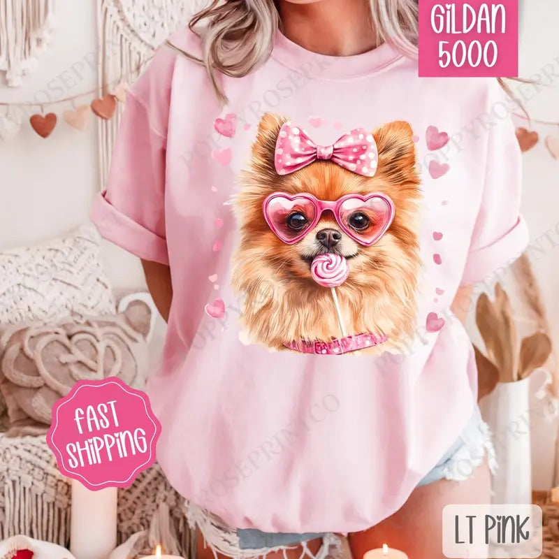Valentine Pomeranian Shirt Gildan, Valentine's Day Women's Tee, Cute Women's Tshirt Plus Sizes Hoodie, Sweatshirt