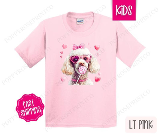 Valentine Poodle Kids Shirt - Valentine's Day Children's Tshirt - Cute Youth Tee Gildan Hoodie, Sweatshirt | WearSparks.com