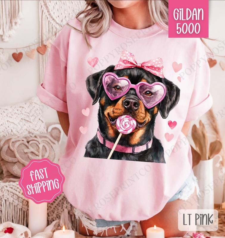 Valentine Rottweiler Shirt Gildan, Valentine's Day Women's Tee, Cute Women's Tshirt Plus Sizes Hoodie, Sweatshirt