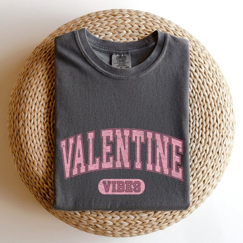 Valentine Vibes, Collegiate, College, University, Comfort Colors Tshirt, Valentine's Day, Valentine's Day Comfort Colors...