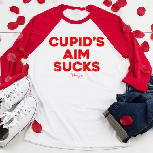 Valentine's Day | Cupid's Aim Sucks Raglan T-Shirts, Hoodie, Sweatshirt | WearSparks.com