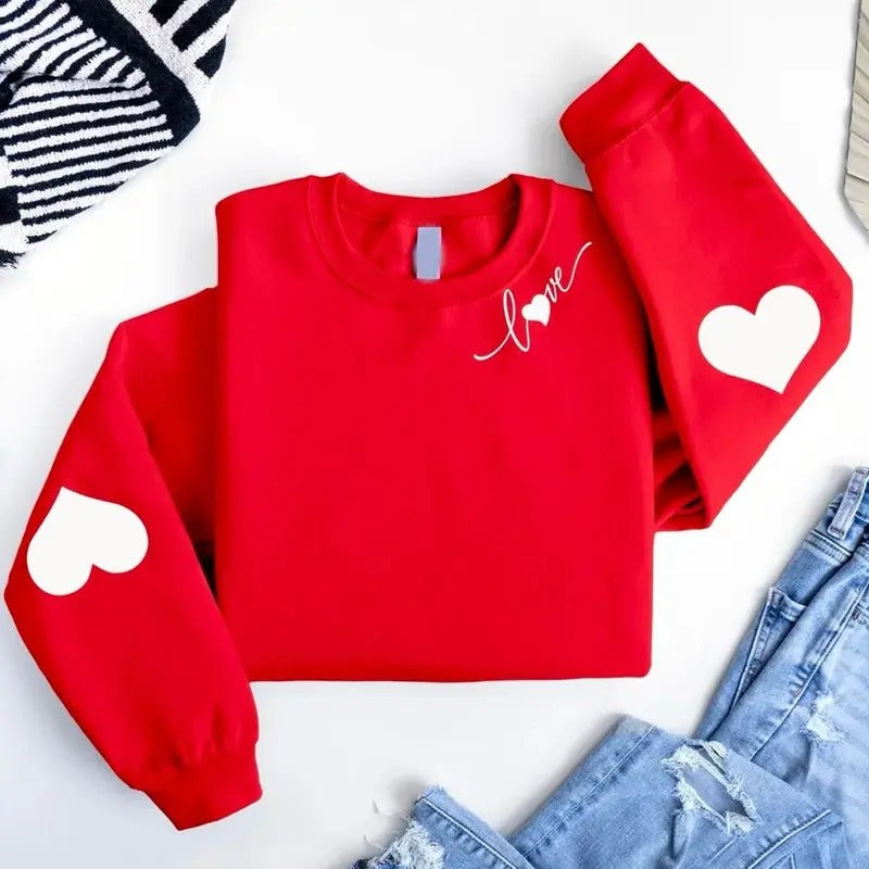 Valentine's Sweatshirt, Heart Elbow Patch, Love Heart Sweatshirt, Heart Arm Patches, Cute Valentine's Hoodie, Teacher...