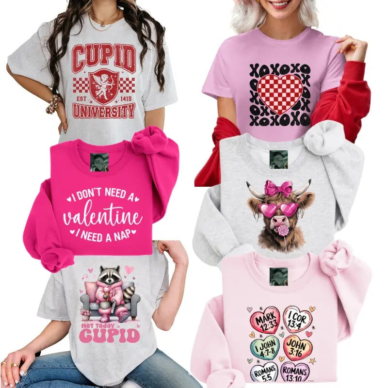 Valentines Day Collection- Mystery Design and Color- Choose between Crewneck Sweatshirt or T-Shirt Womenswear graphic...