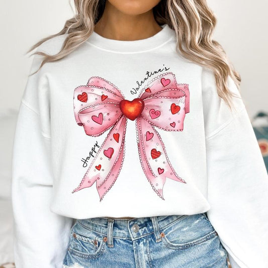 Valentines Day Coquette Bow Sweatshirt, Valentine Coquette Sweatshirt, Happy Valentines Sweatshirt, Retro Valentine...