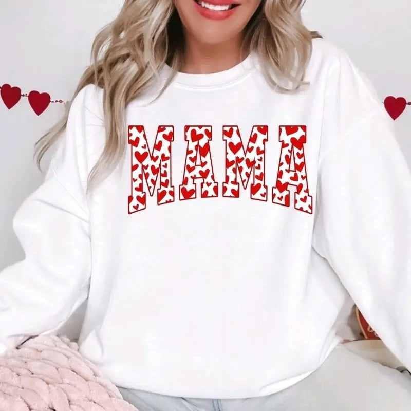 Valentines Day Cute Mama Red Hearts - Sweatshirt T-Shirts, Hoodie | WearSparks.com