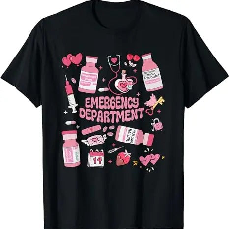 Valentines Day Emergency Department ER ED Nurse Tech Costume T-Shirt, Cupid Crew, Trendy Graphic Tees, Women's...