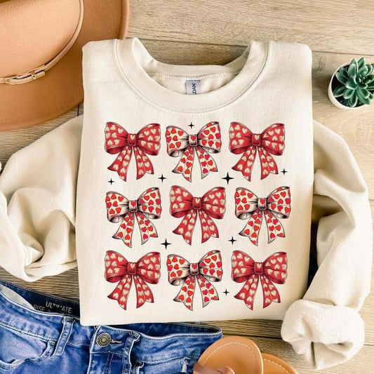 Valentines Day Heart Coquette Bow Sweatshirt, Retro Valentine  , Valentines Coquette Sweatshirt, Love Sweatshirt,...
