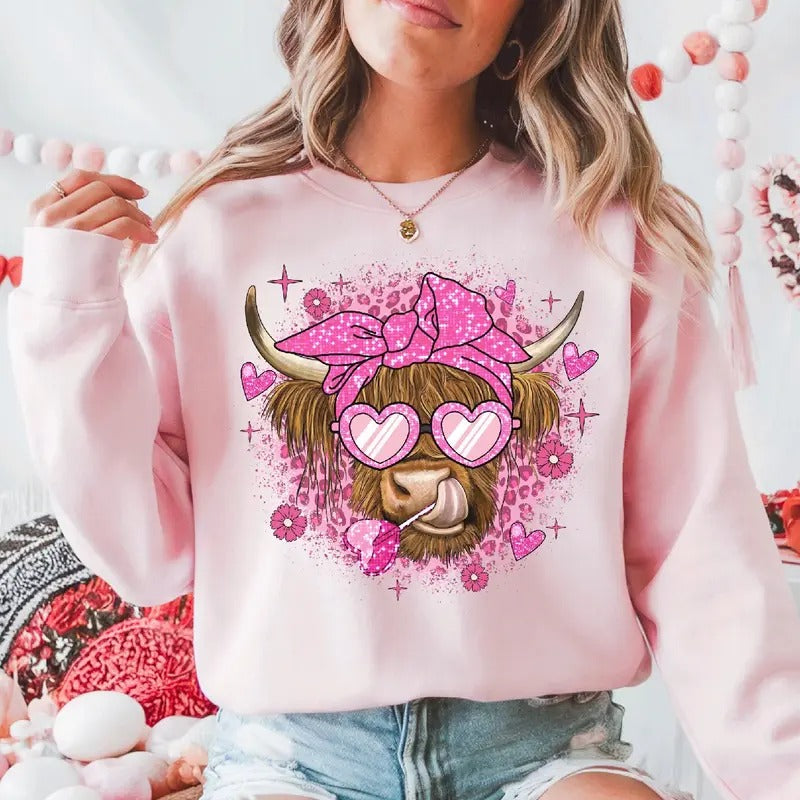 Valentines Day Pink Cow Lover - Sweatshirt T-Shirts, Hoodie | WearSparks.com