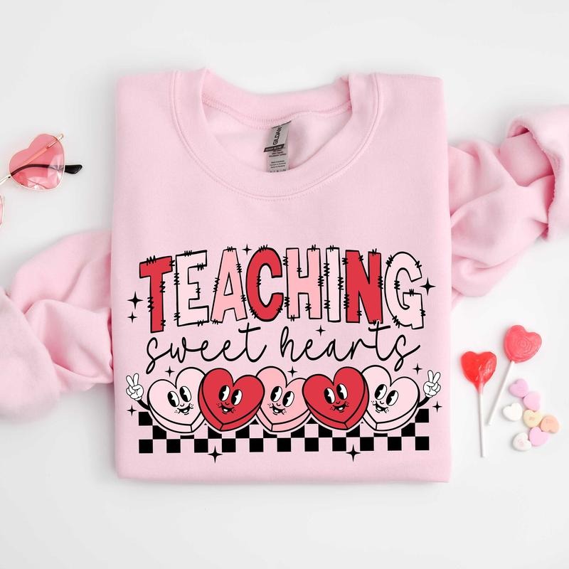 Valentines Day Teacher Sweatshirt, Teaching Sweethearts Teacher Shirts, Teacher Valentines Day Gift Hoodie | WearSparks.com