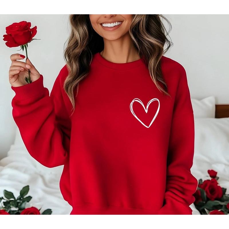 Valentines Heart Sweatshirt, Womens Valentine's Day Sweatshirt, Couple Gift Sweatshirt, Heart Hoodie, Anniversary Day...