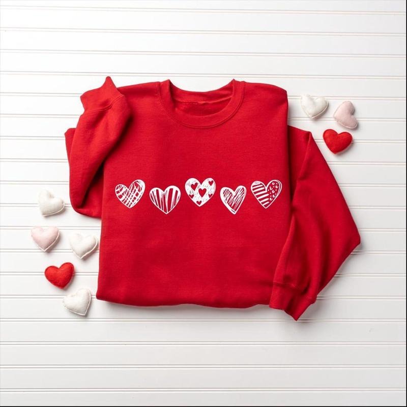 Valentines Hearts Sweatshirt, Womens Valentines Sweatshirt, Love Sweatshirt, Valentines Day Gift, Drawn Heart Shirt,...