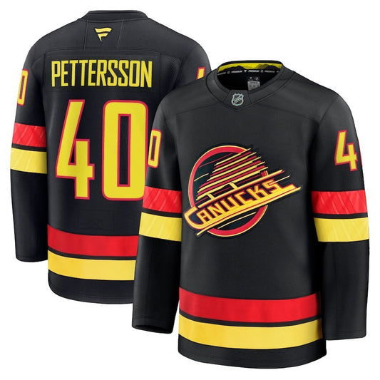 Vancouver Canucks #40 Elias Pettersson Alternate Premium Jersey - Black